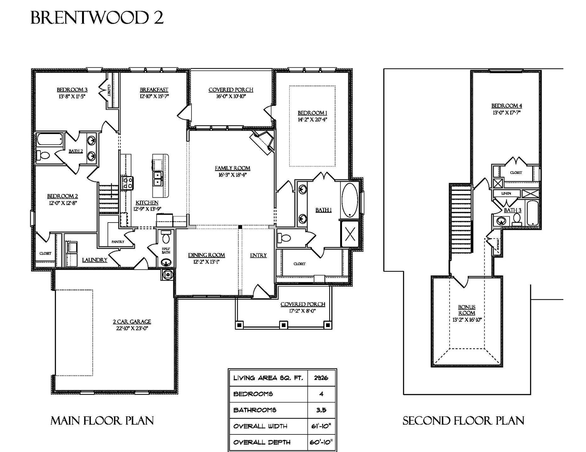 Brentwood 2 Floor Plans