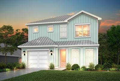 Dusk Elevation B (Metal Roof). 2,034sf New Home in Cape San Blas, FL