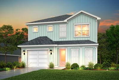 Dusk Elevation B (Shingle Roof). Carrabelle New Home in Panama City Beach, FL